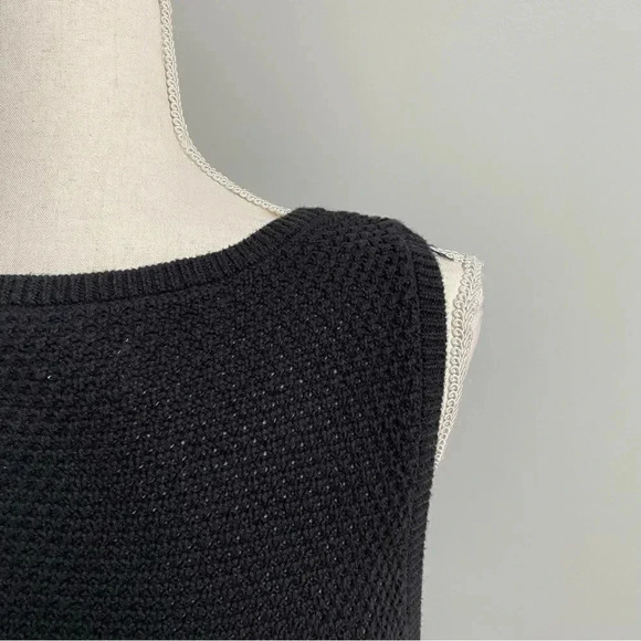 LOFT Mixed Media Knit Shell Top Black Sleeveless Vest with Polka Dot Hem Size M - Picture 10 of 15